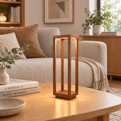 lampe led sans fil marron cuivre sejour geometrique ligne minimaliste