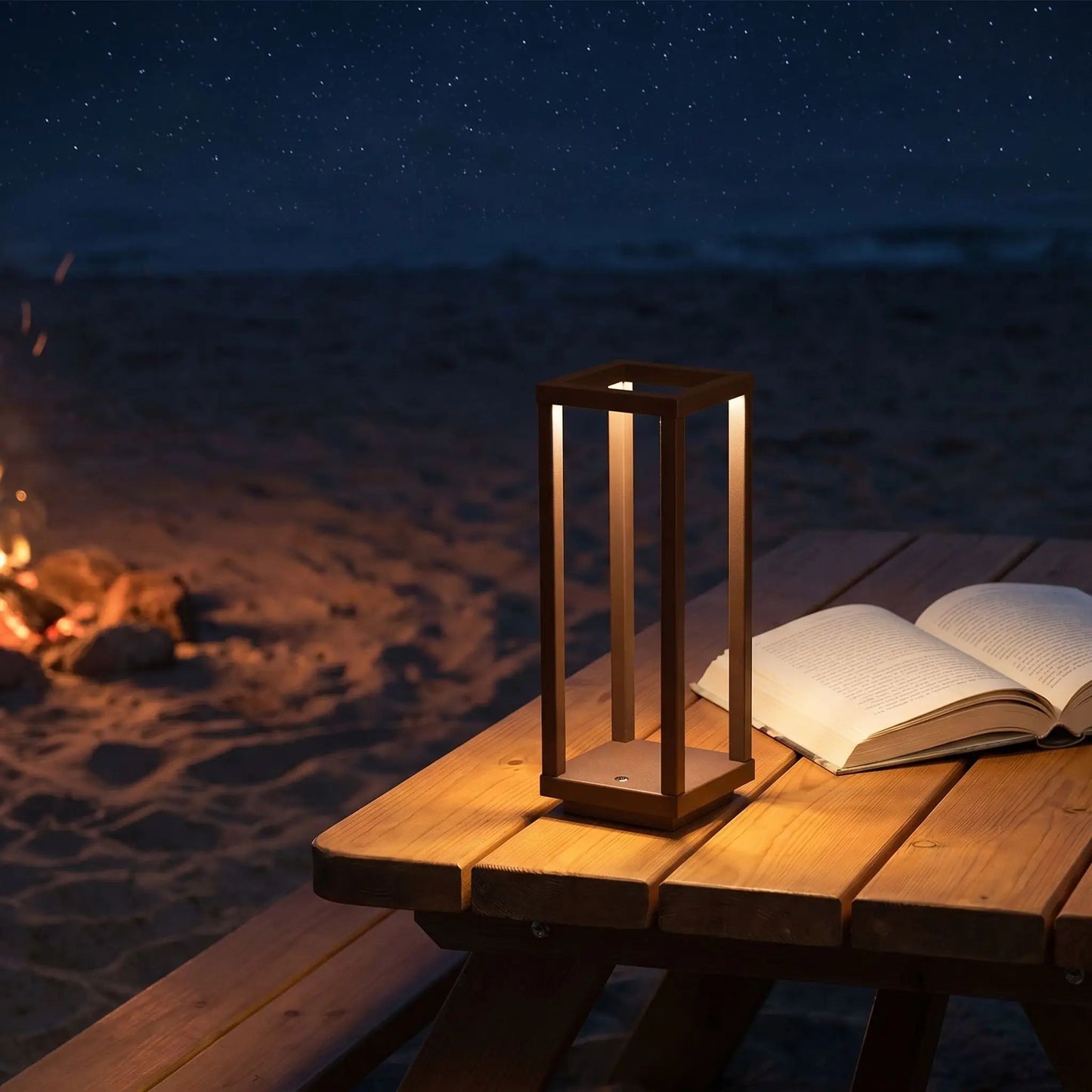 lampe led sans fil marron plage geometrique ligne minimaliste