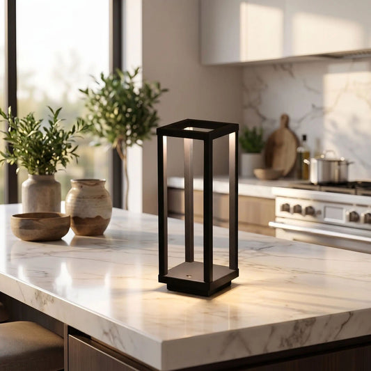 lampe led sans fil noir comptoir geometrique ligne minimaliste