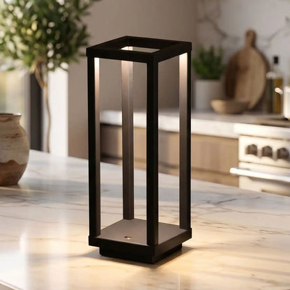 lampe led sans fil noir comptoir vue rapproche geometrique ligne minimaliste