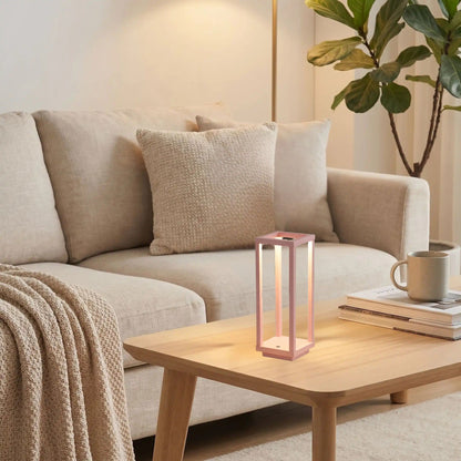 lampe led sans fil rose table sejour geometrique ligne minimaliste