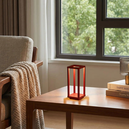 lampe led sans fil rouge table sejour geometrique ligne minimaliste