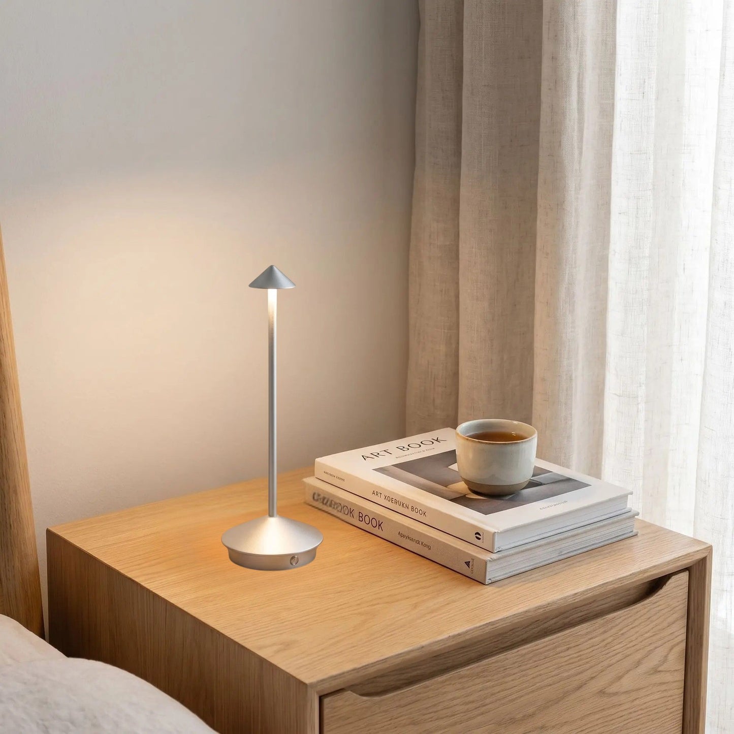 lampe rechargeable argent chevet abat jour mignon