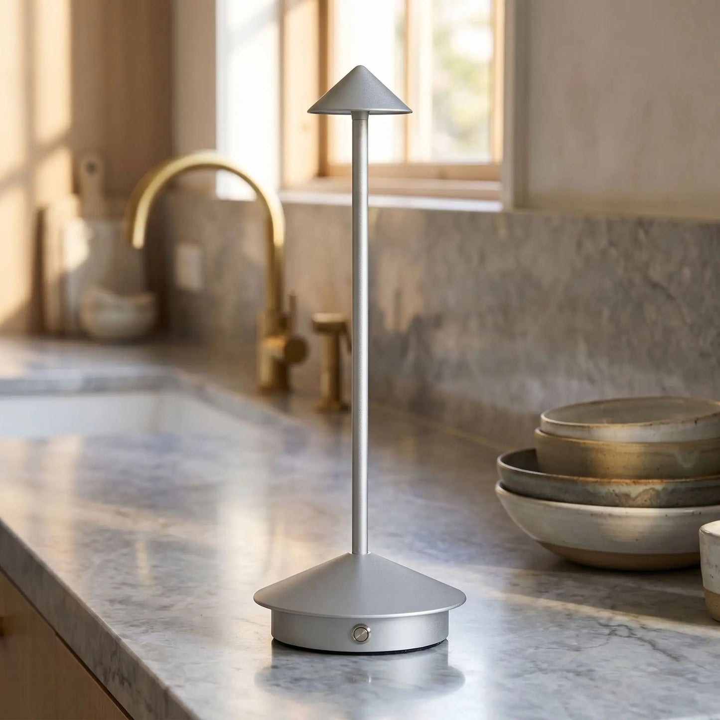 lampe rechargeable argent comptoir abat jour mignon