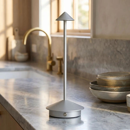 lampe rechargeable argent comptoir abat jour mignon
