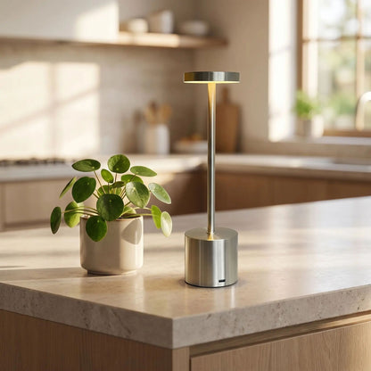 lampe rechargeable argent comptoir elegance