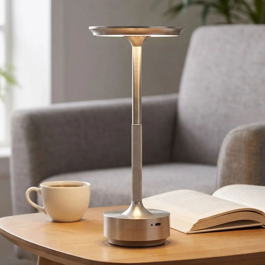 lampe rechargeable argent table salon lumiere sans fil