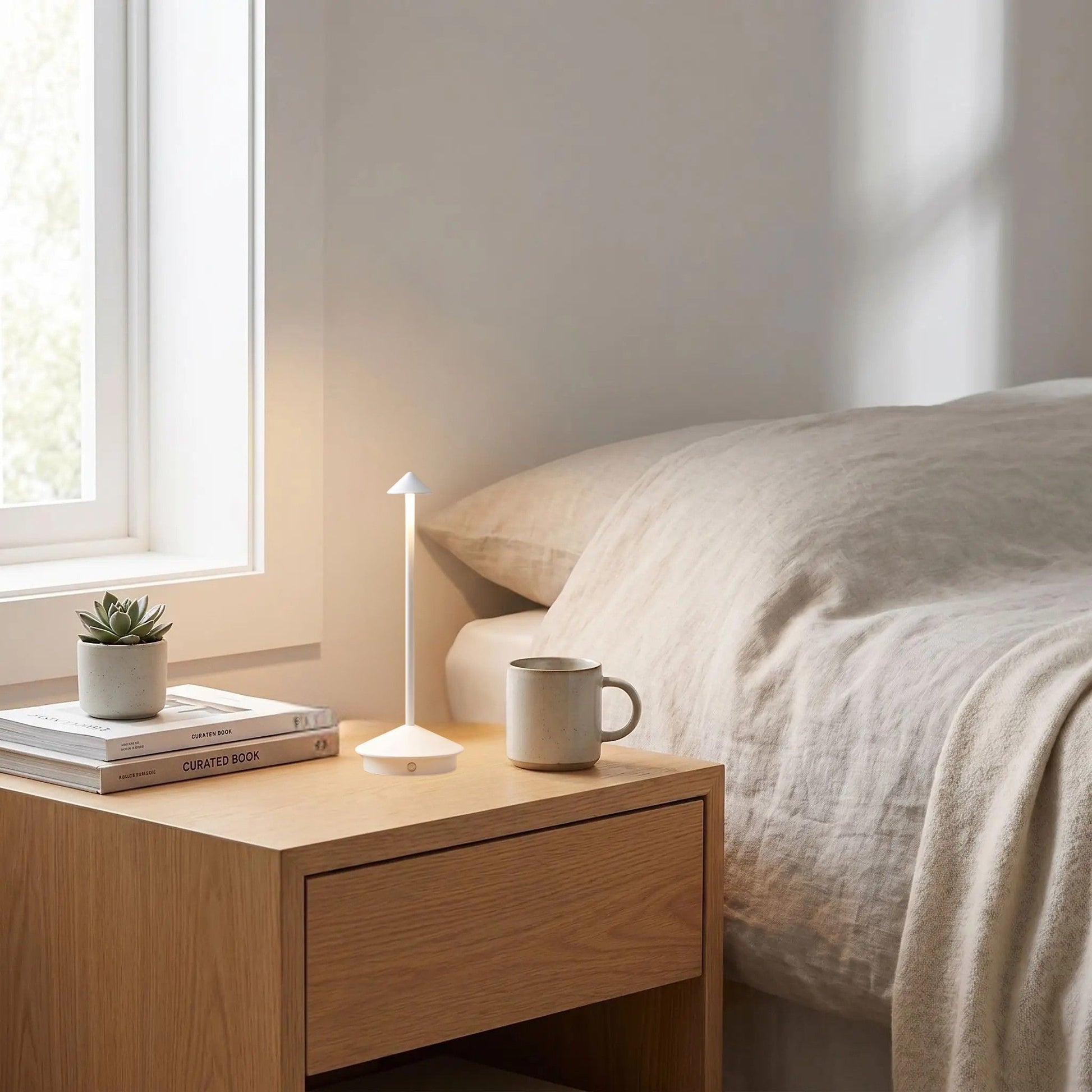 lampe rechargeable blanc chevet abat jour mignon
