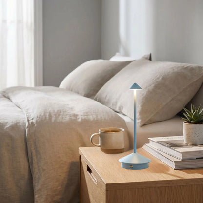 lampe rechargeable bleu leger chevet abat jour mignon