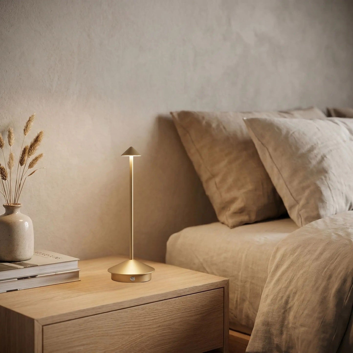 lampe rechargeable couleur or chevet abat jour mignon