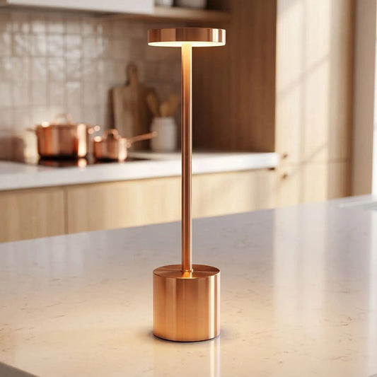 lampe rechargeable couleur or rose comptoir elegance