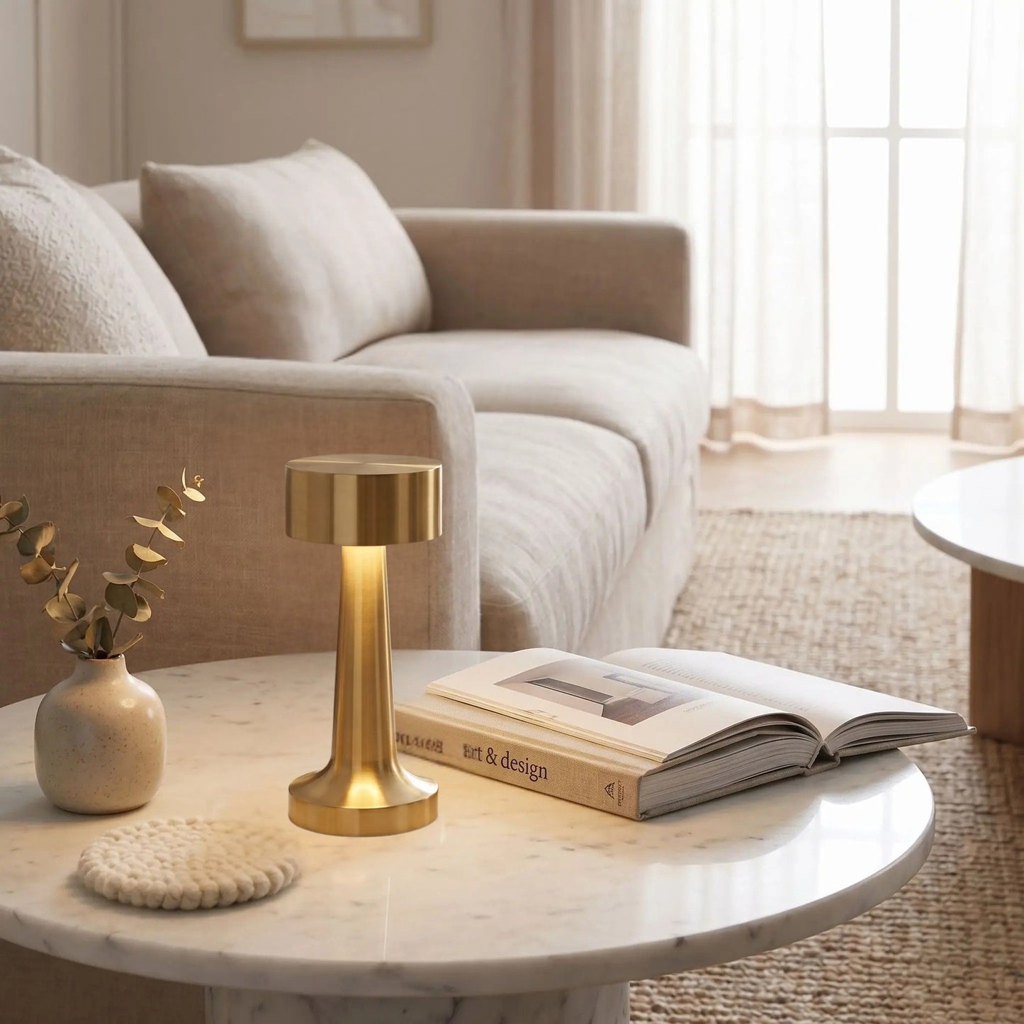 lampe rechargeable couleur or table sejour nomade 3 ambiances
