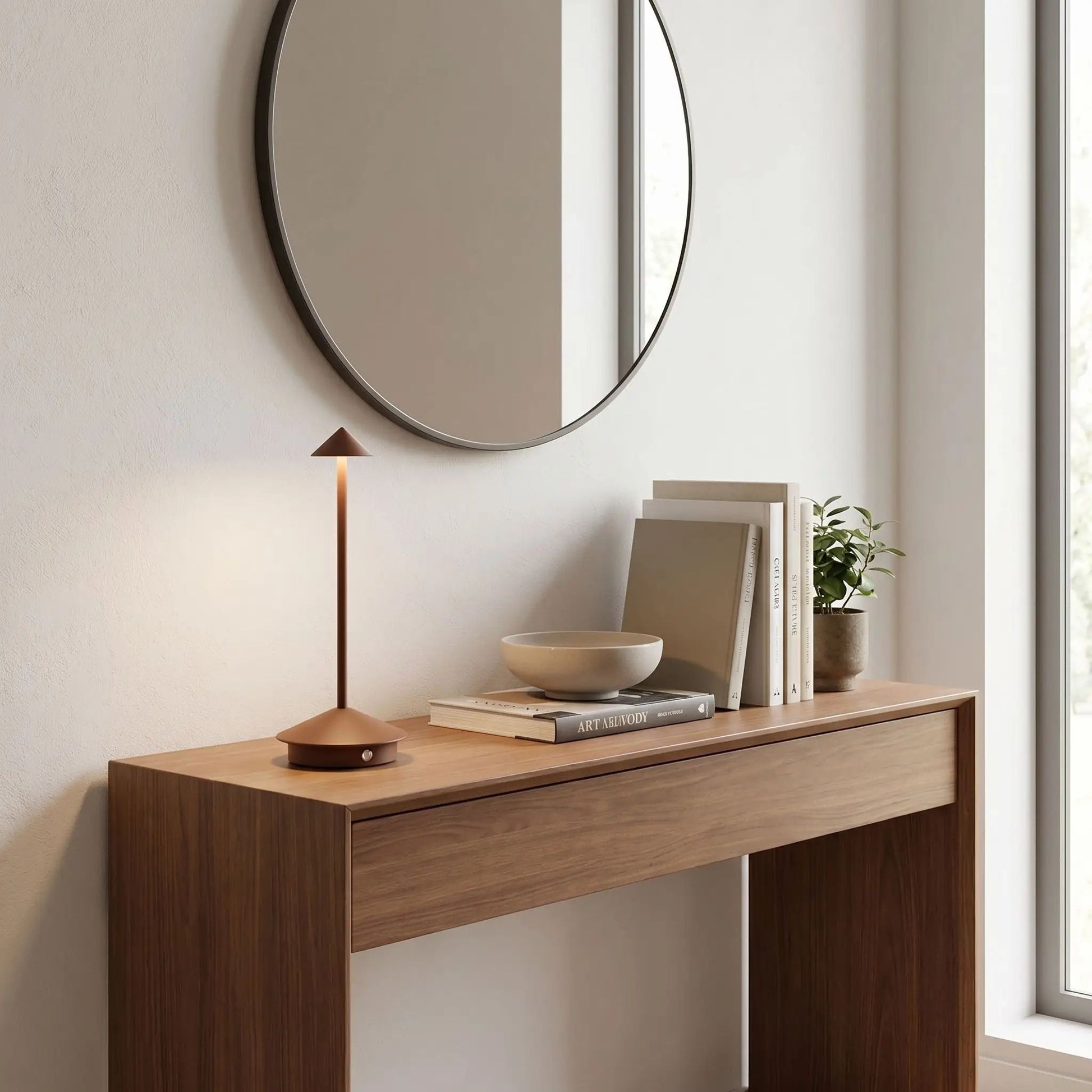 lampe rechargeable marron console abat jour mignon