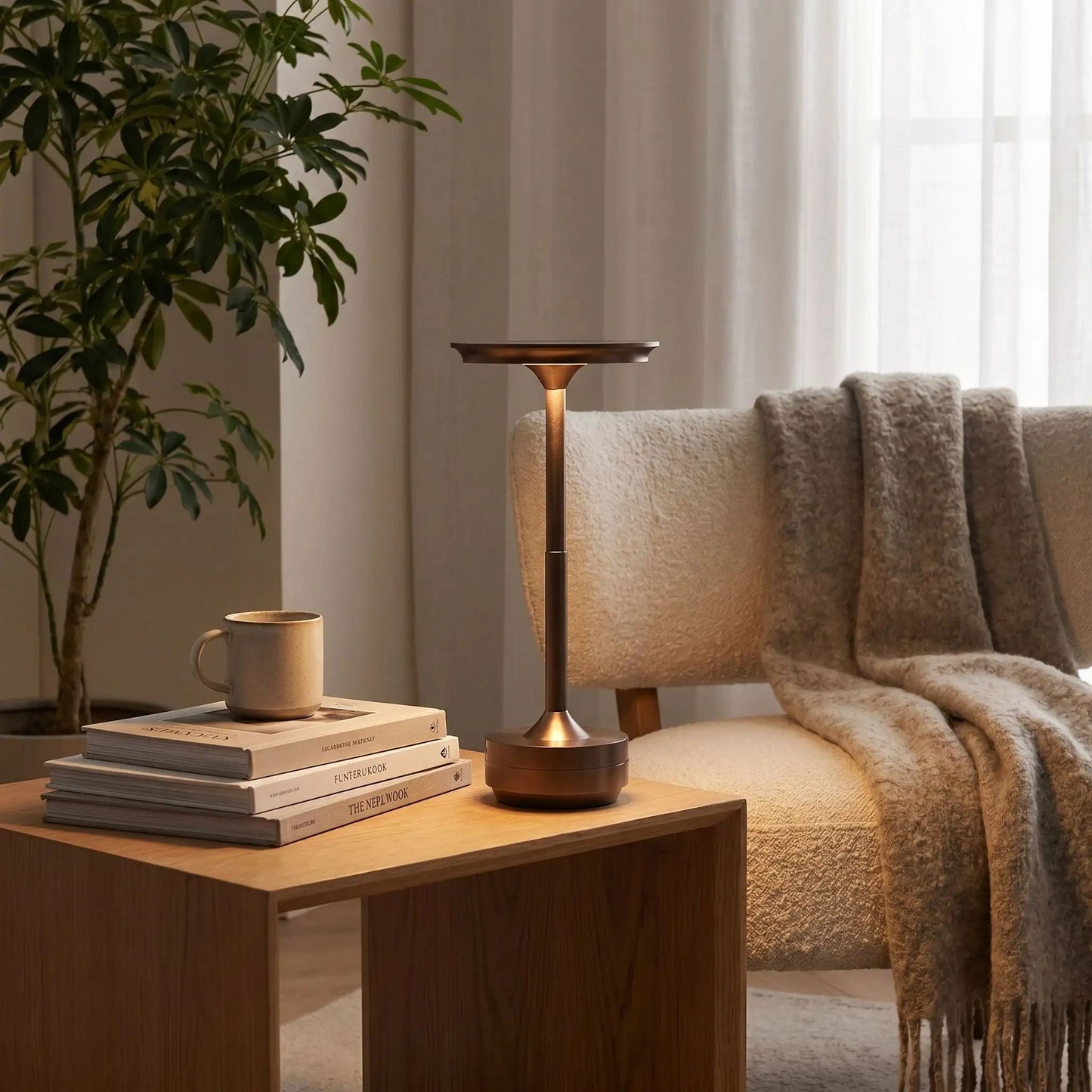lampe rechargeable marron table sejour lumiere sans fil