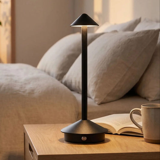 lampe rechargeable noir chevet abat jour mignon