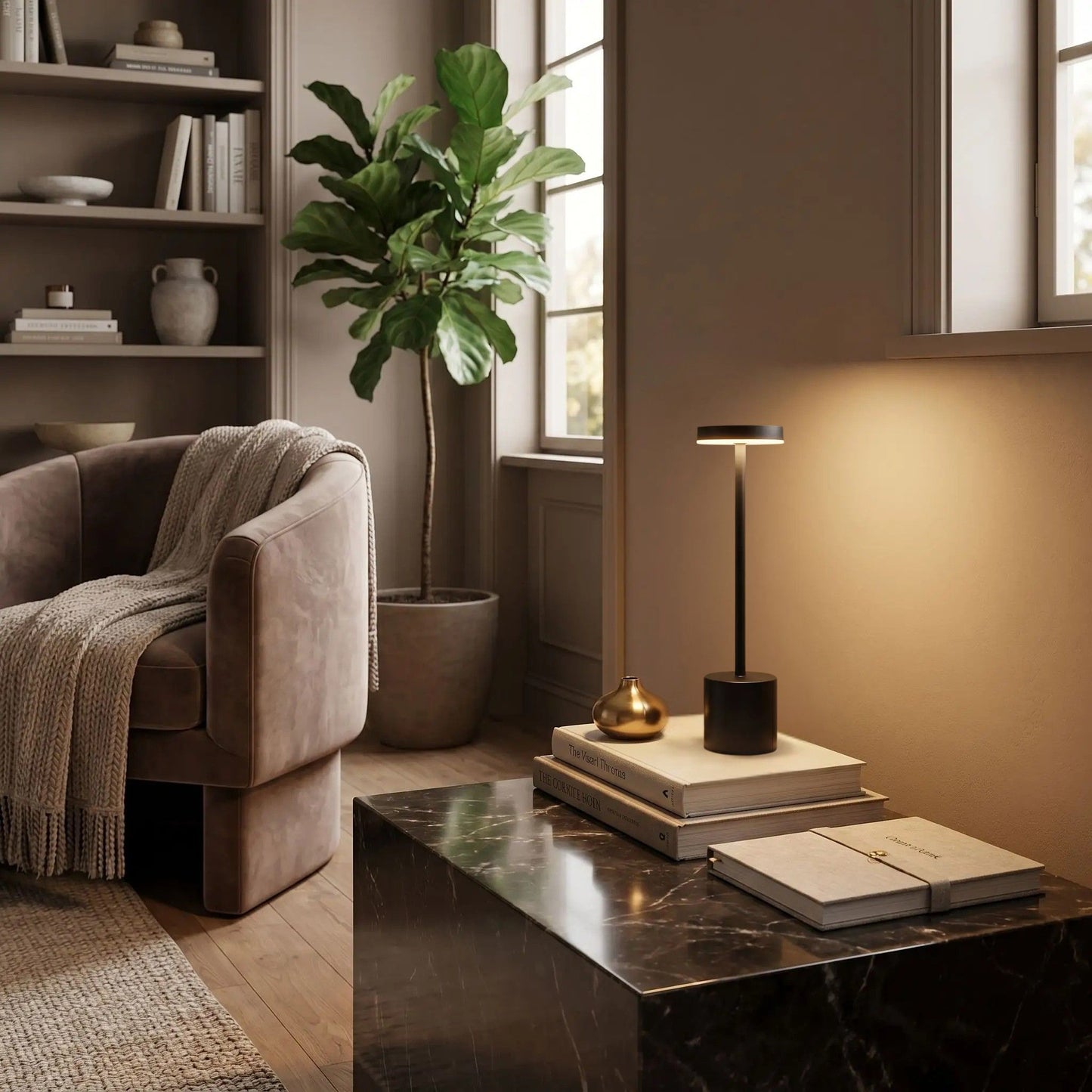 lampe rechargeable noir sejour elegance