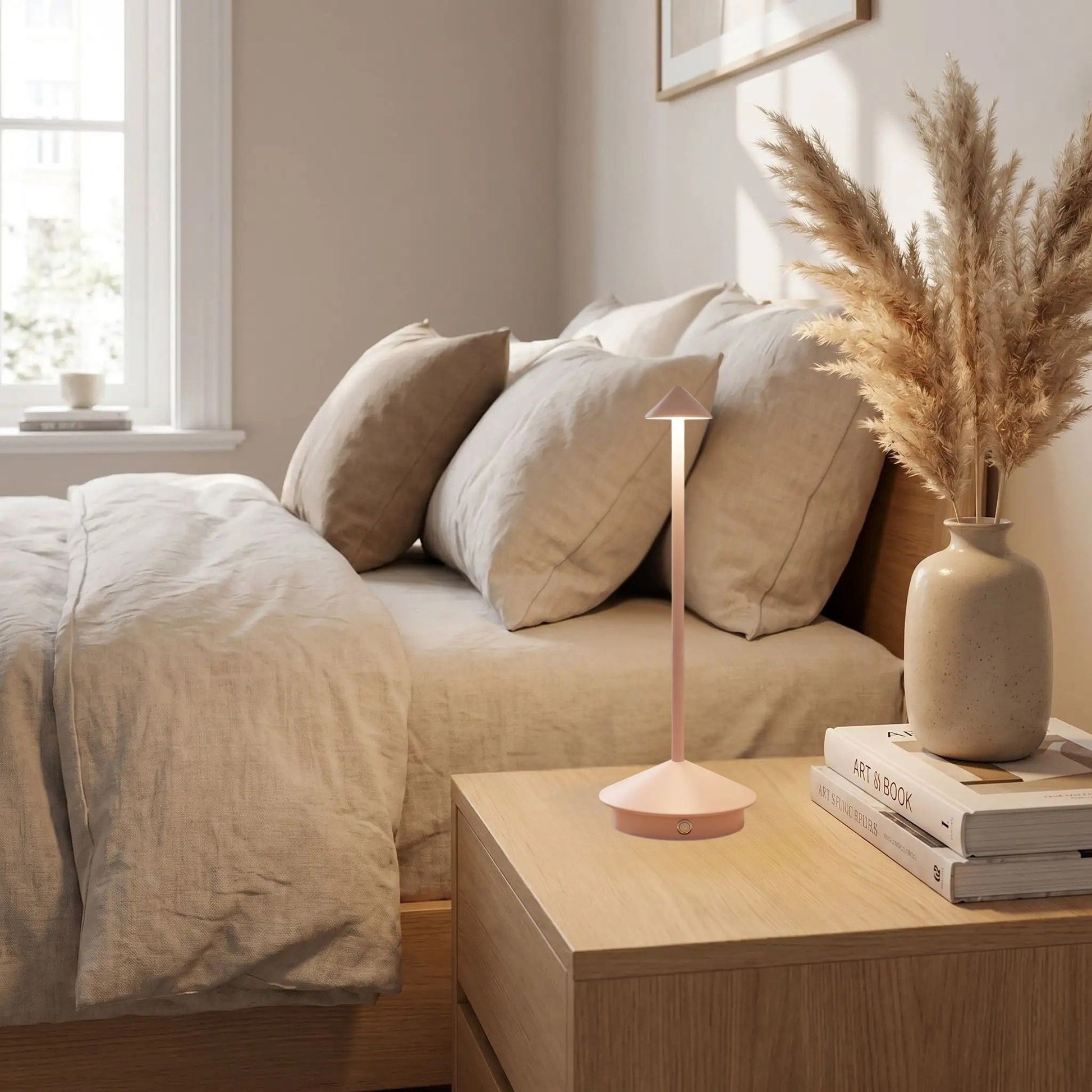 lampe rechargeable rose chevet abat jour mignon