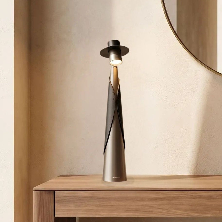 lampe rechargeables sans fil couleur gris console entree vu rapproche figurine minimaliste