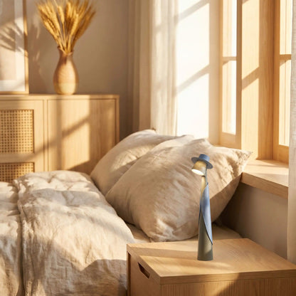 lampe rechargeables sans fil vert bleu chevet figurine minimaliste