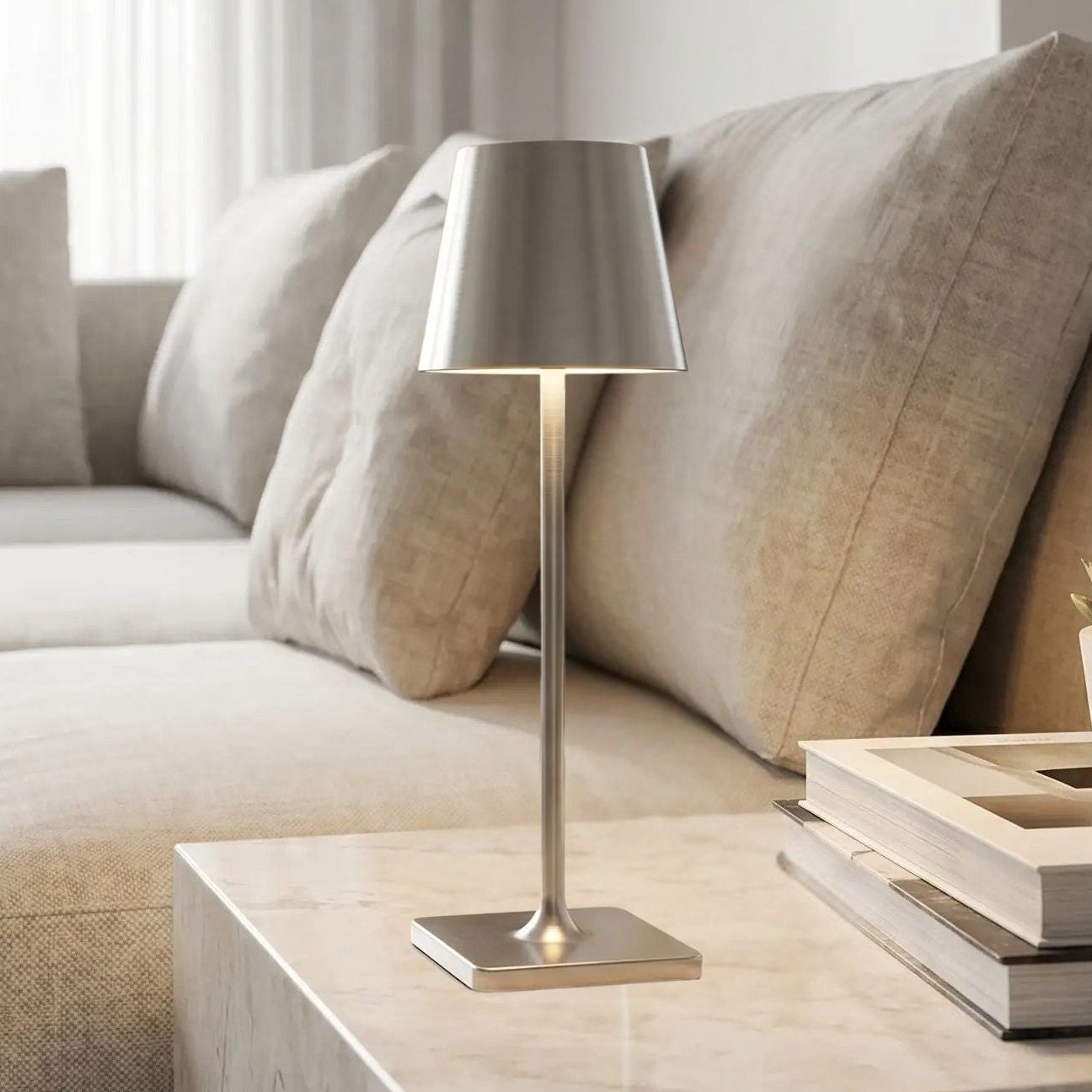 lampe sans fil argent electroplaque vue rapproche nomade led 5w