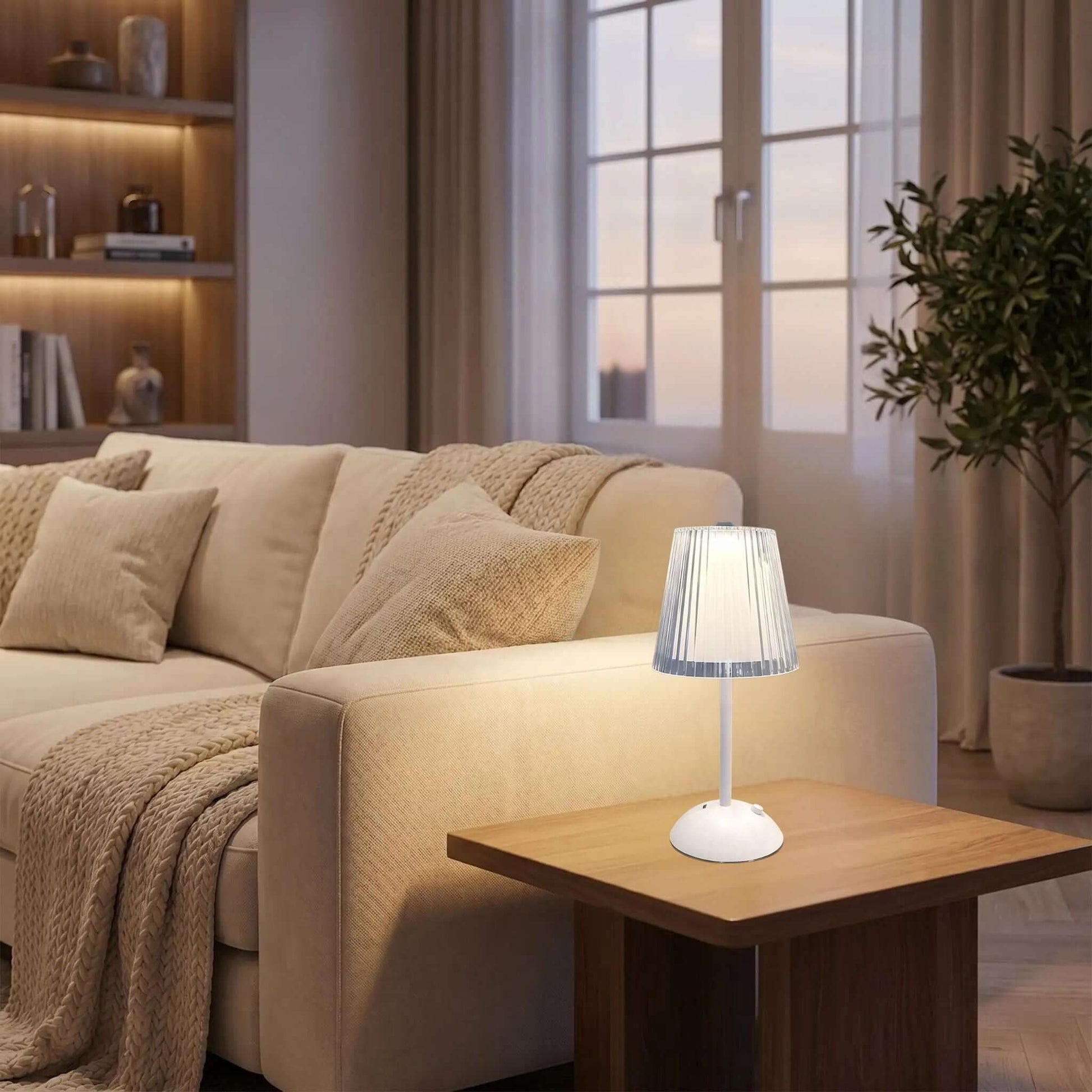 lampe sans fil blanc sejour design diamant