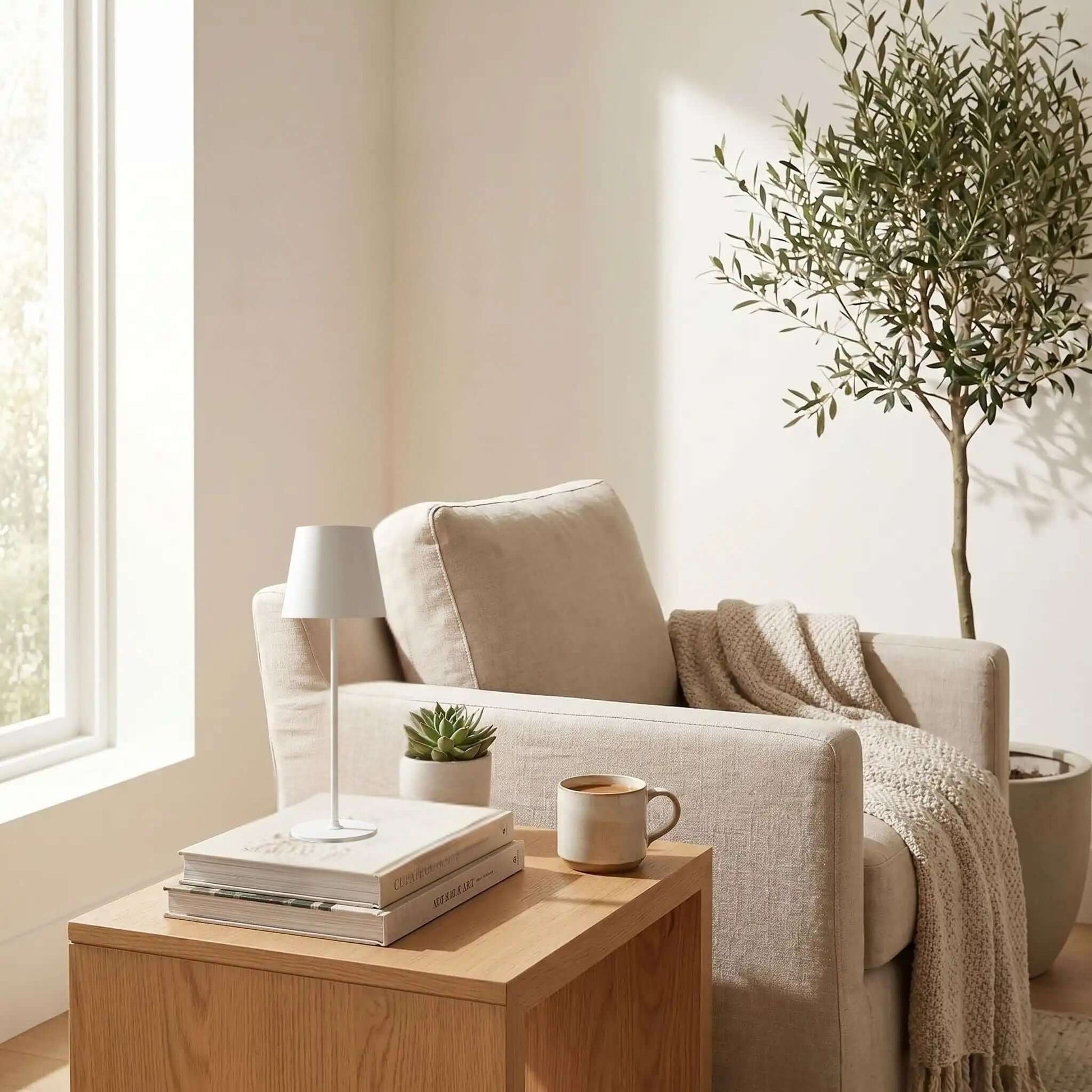 lampe sans fil blanc table sejour autonomie durable