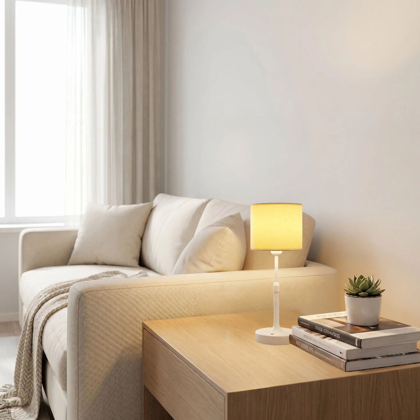 lampe sans fil blanc table sejour classique rechargeable