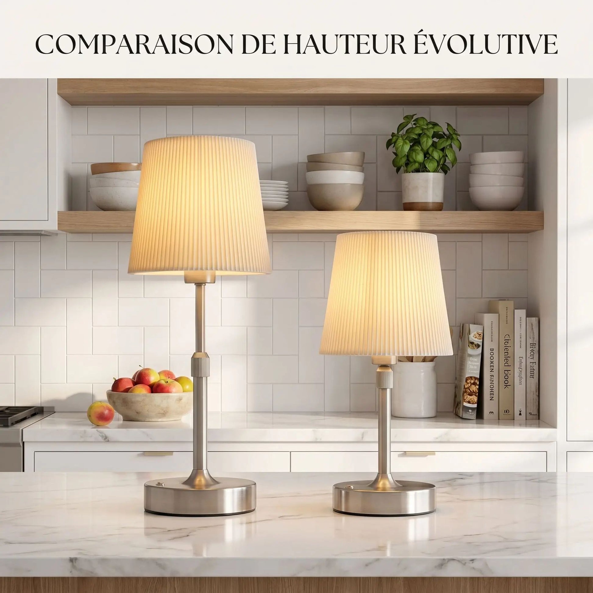 lampe sans fil comparaison hauteur evolutive elegance plissee