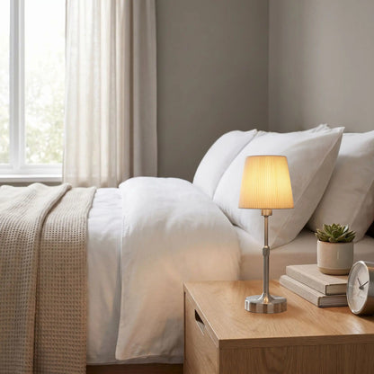 lampe sans fil couleur argent chevet elegance plissee