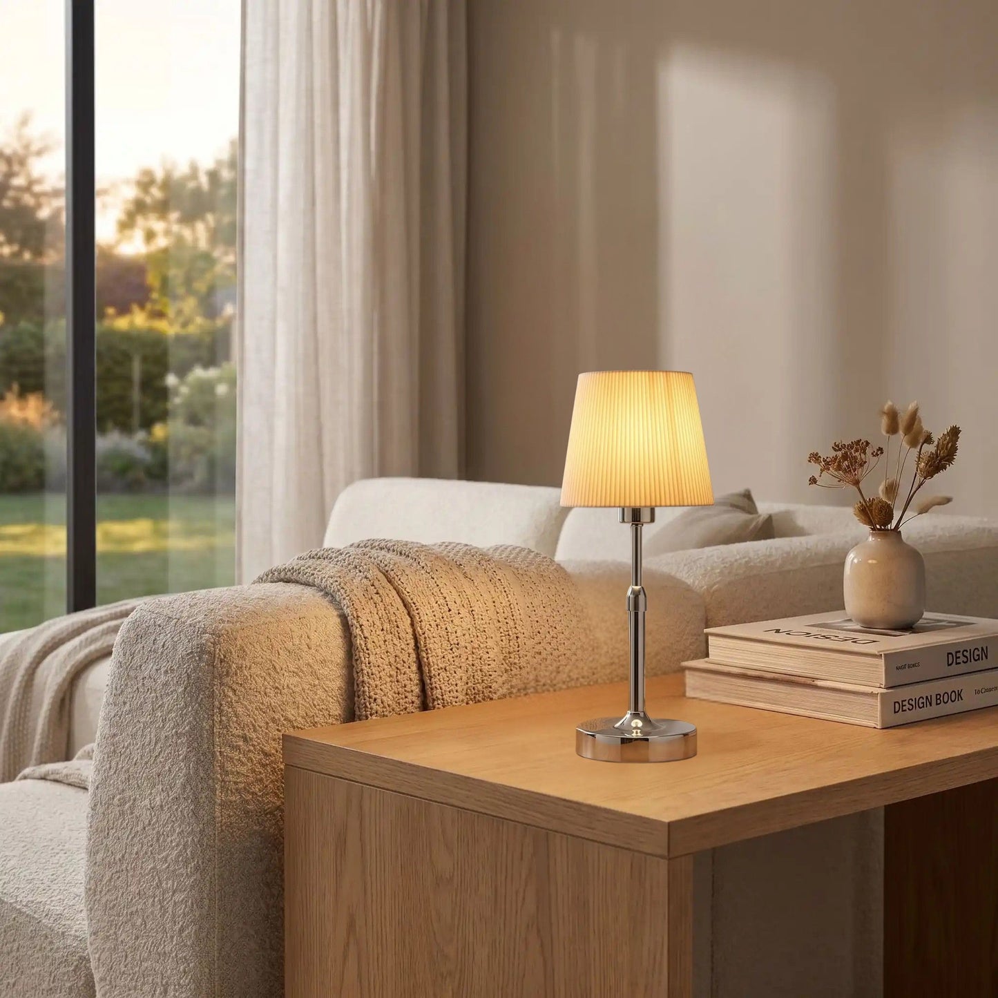 lampe sans fil couleur argent sejour elegance plissee