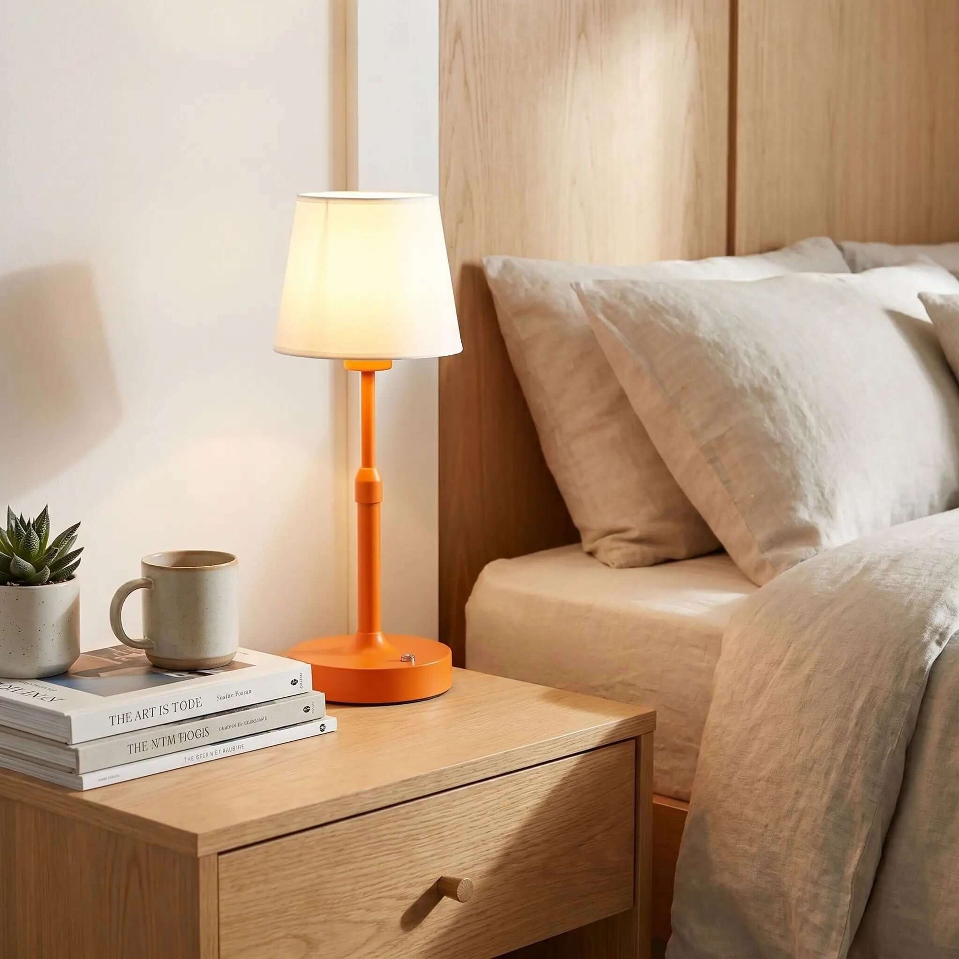 lampe sans fil orange chevet rechargeable ambiance 12 heures