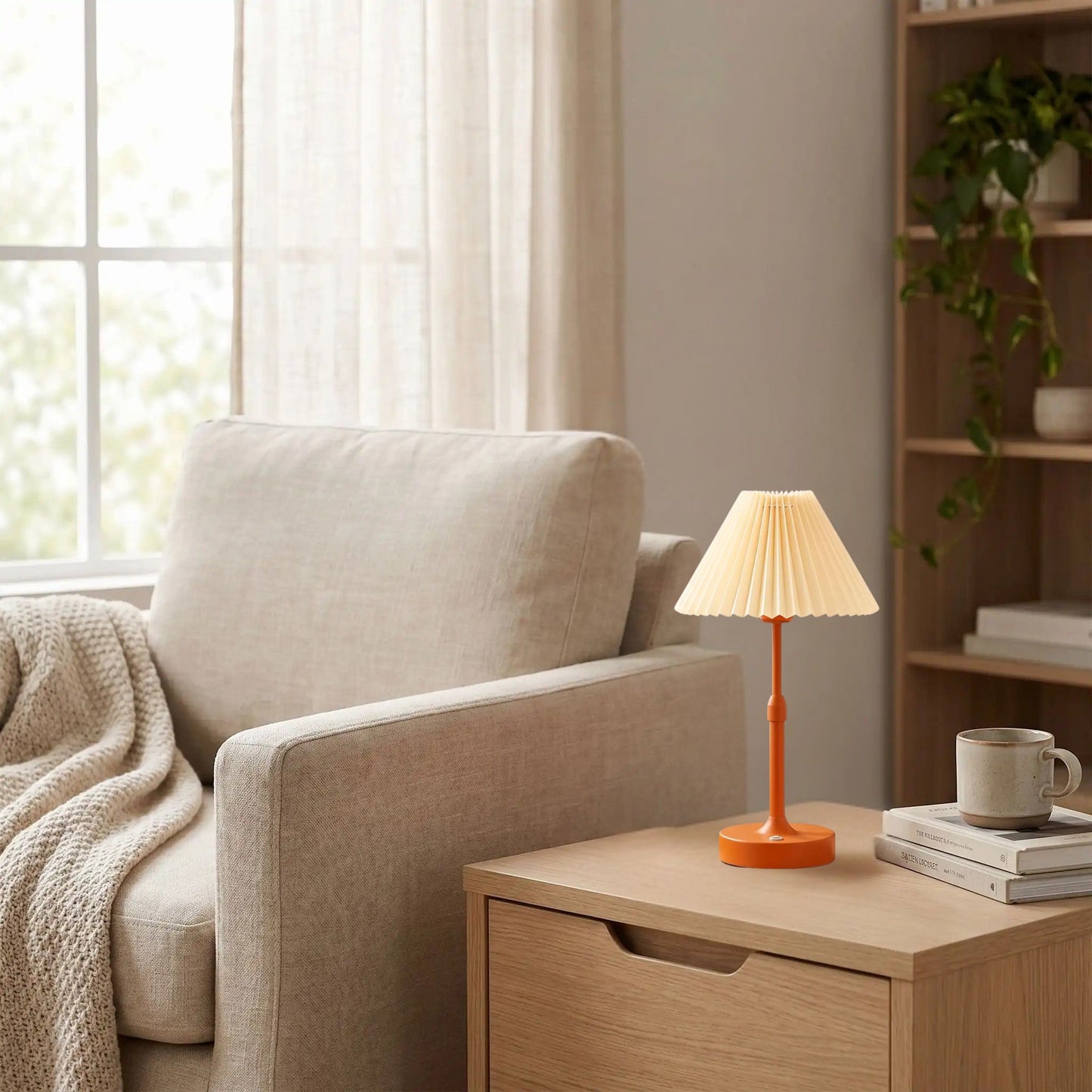 lampe sans fil orange sejour elegance reglable