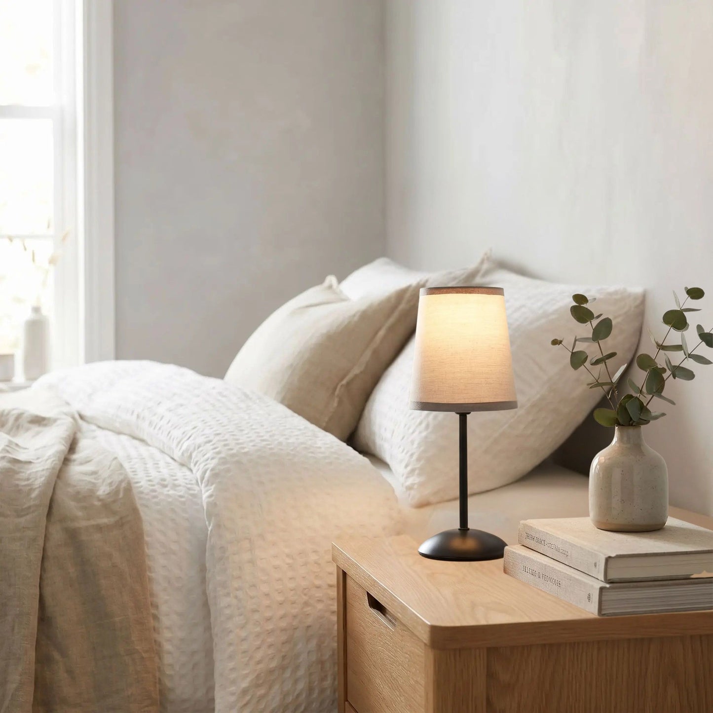 lampe table abat-jour gris bande fonce chevet intensite variable usb