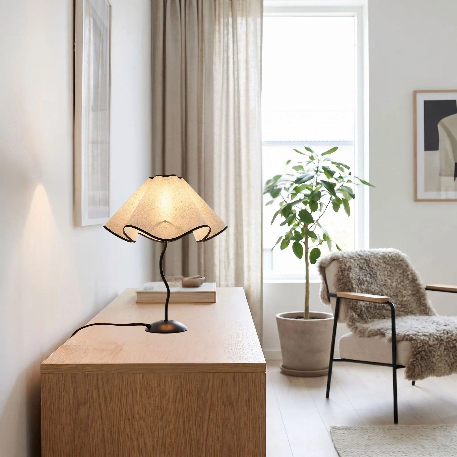 lampe table console sejour petales ondules