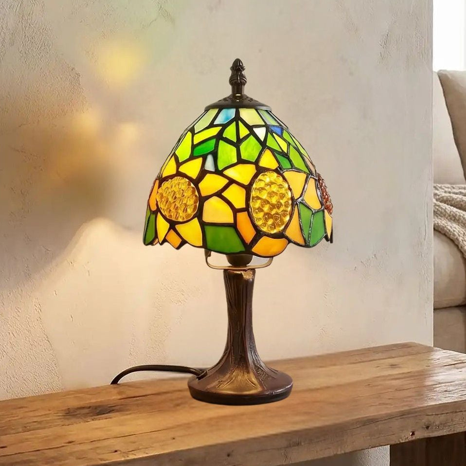 lampe table console sejour vue rapproche tiffany tournesol