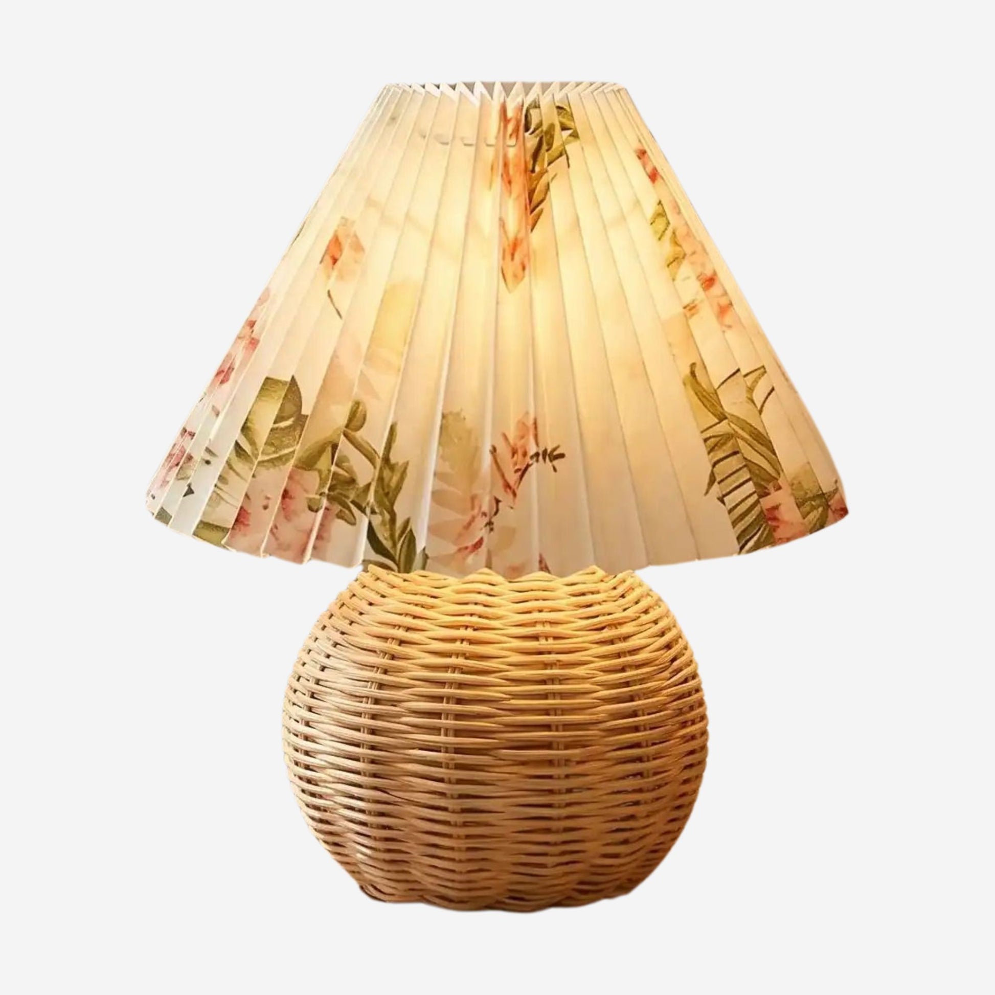 lampe table fiche produit rotin fleuri