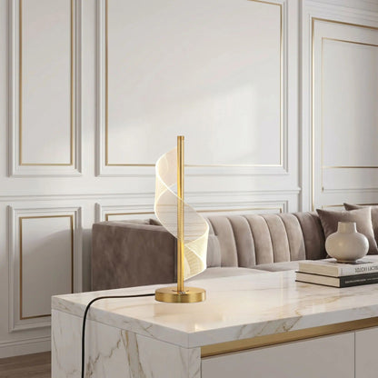 lampe table grande comptoir granite spirale doree tactile