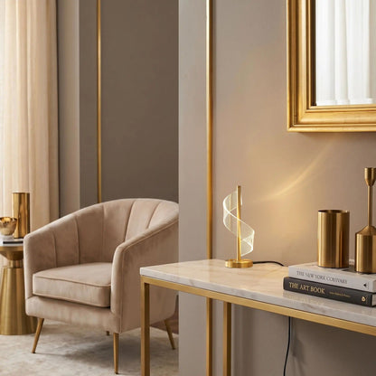 lampe table petite console sejour spirale doree tactile