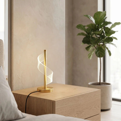 lampe table petite spirale doree tactile