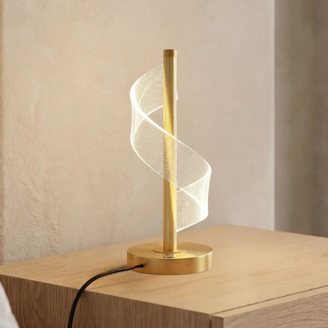 lampe table petite vu rapproche spirale doree tactile