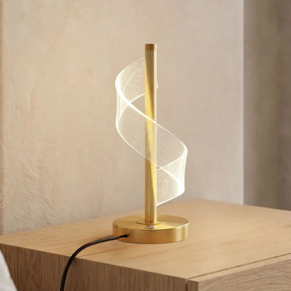 lampe table petite vu rapproche spirale doree tactile