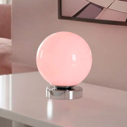 lampe table rose vu rapproche petite spherique led space age