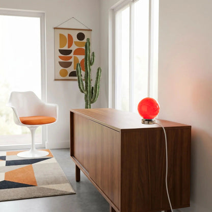 lampe table rouge petite spherique led space age