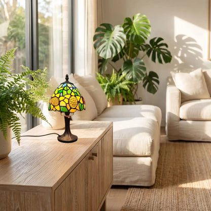 lampe table sejour avec soleil tiffany tournesol