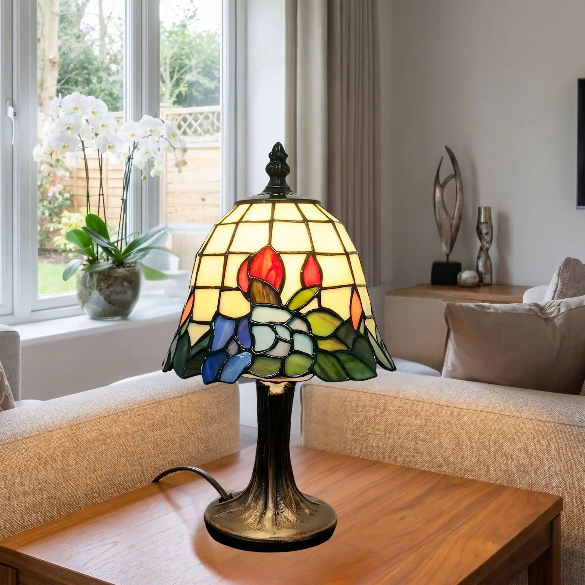 lampe table sejour tiffany floral