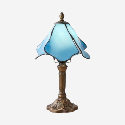lampes à poser fiche produit style tiffany vitrail petale bleu