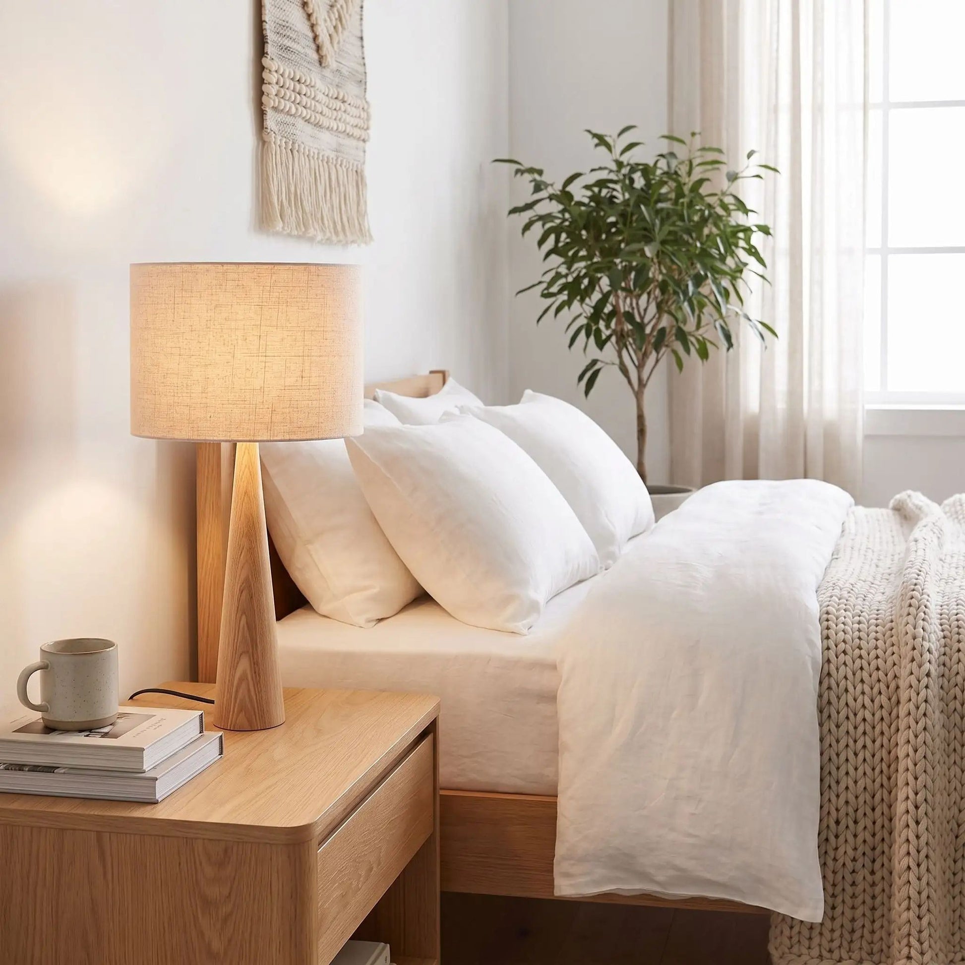lampes à poser sur table chevet scandinave frene lin