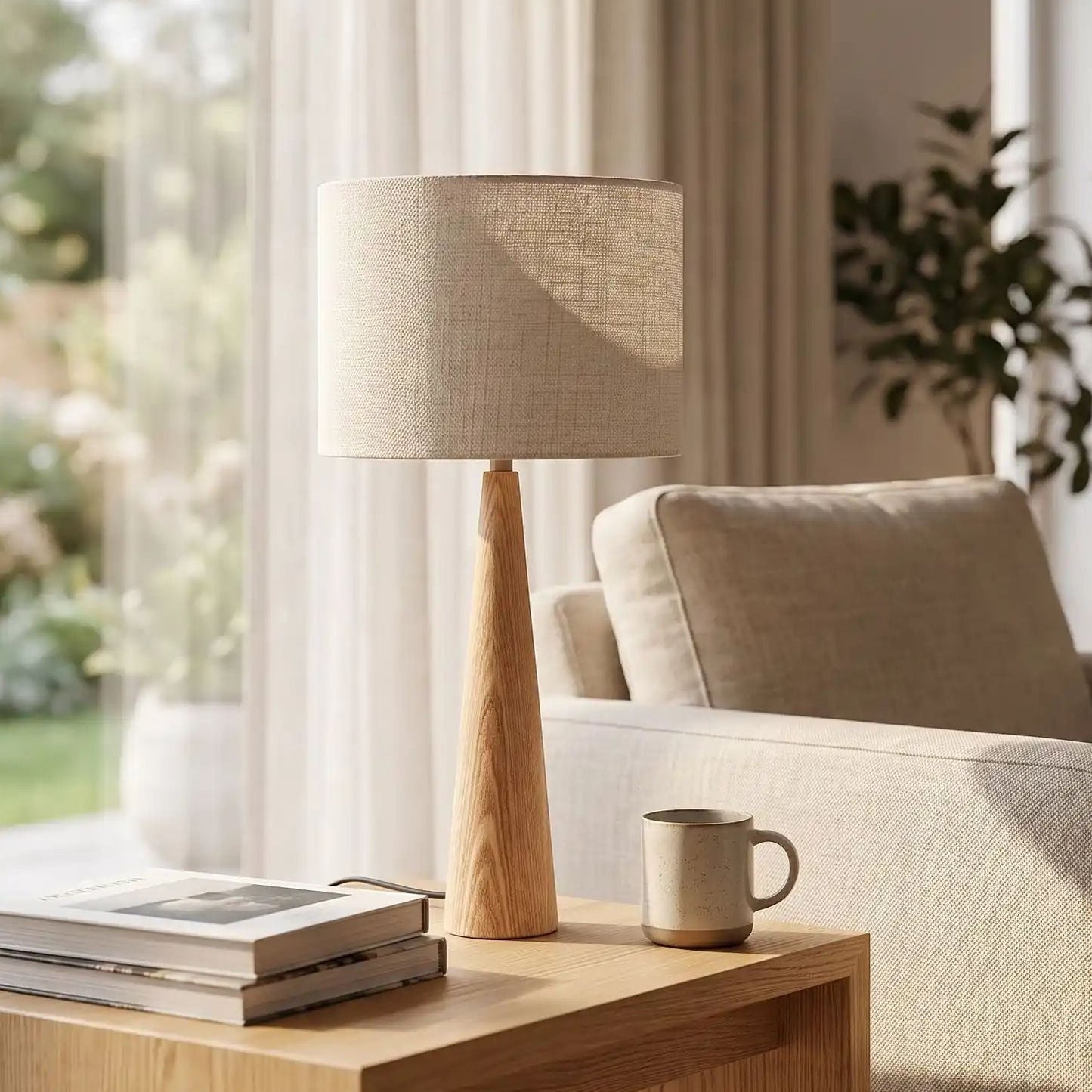 lampes à poser vu rapproche eteinte scandinave frene lin