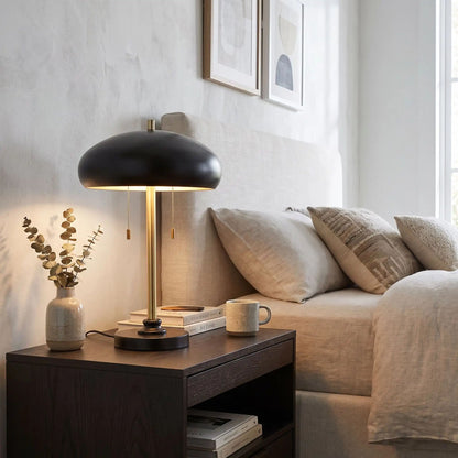 lampes de chevet chambre mid-century noire et doree