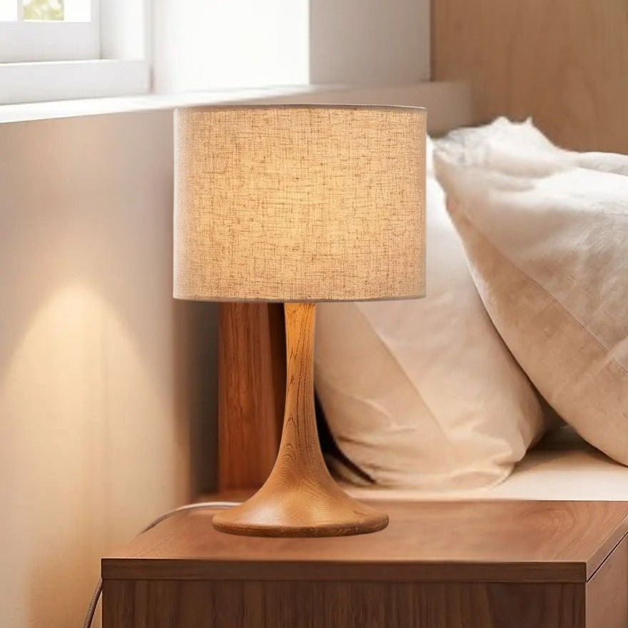 lampes de chevet chambre vu rapproche scandinave mid century bois